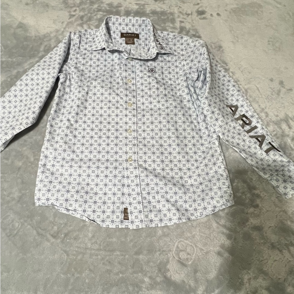Ariat Boy’s  Light Blue Geometric Button Down Shirt